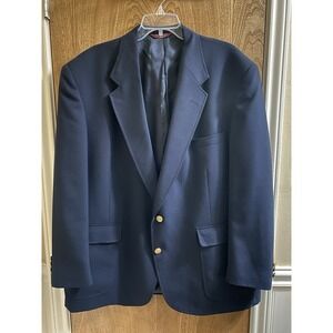 Botany 500 Wool Sports Coat Blazer Jacket Navy Gold Buttons Made In USA